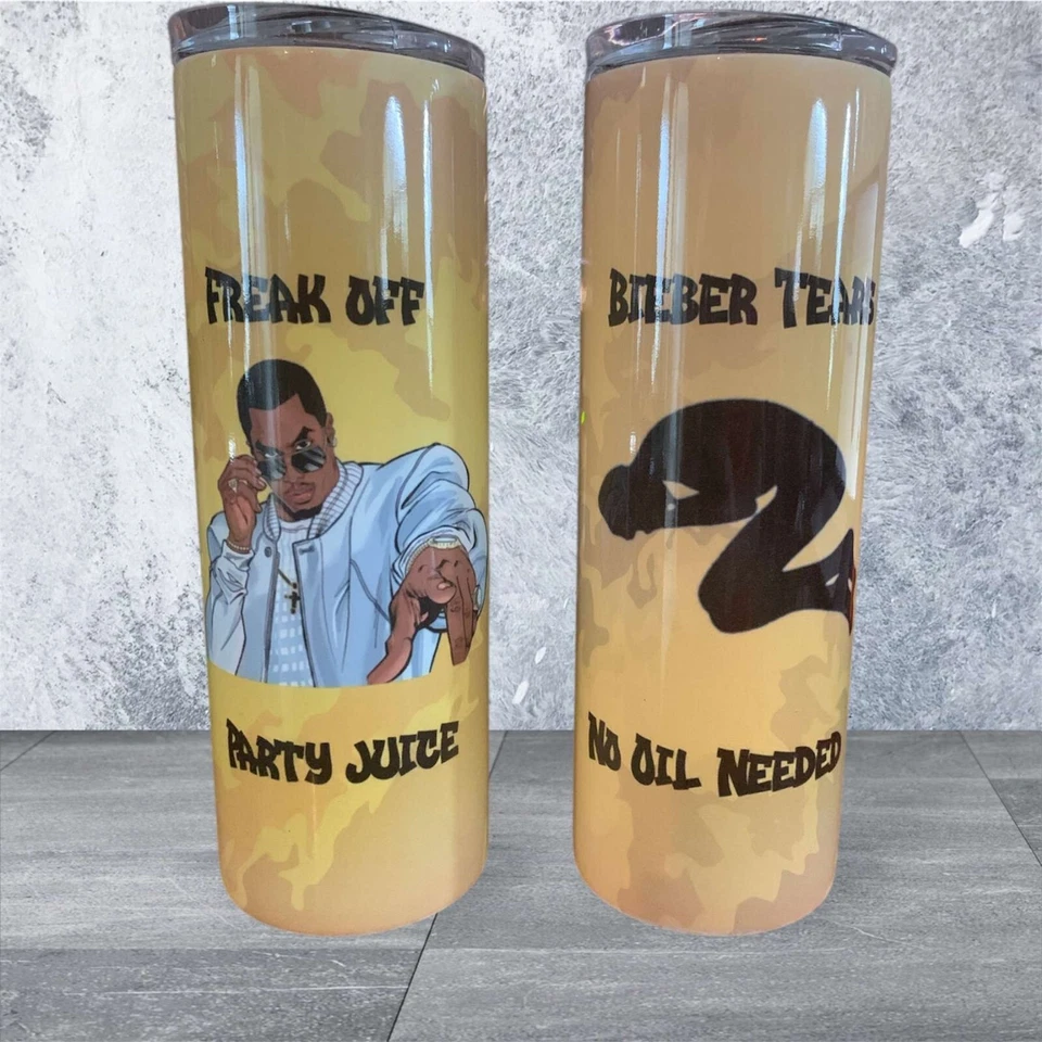 FREAK OFF Justin Bieber Tears Party Juice Travel Mug Tumbler - Image 2 of 4