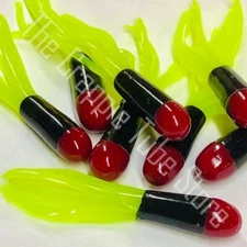 1.5" Tri-Color Crappie Jig Tube 50 Pack        Red/Black/Chartreuse