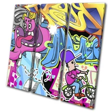Urban Street Art Colour Abstract Graffiti TREBLE CANVAS WALL ART Picture Print