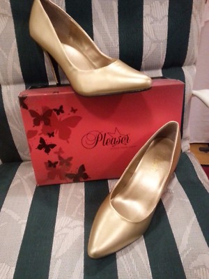 Men's size 8 UNISEX women's 10 Pleaser USA Vanity 420 GOLD 4'' heel pumps SALE   