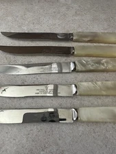 Lot Of 6 Antique Richardson Sheffield Mother Of Pearl Knives 