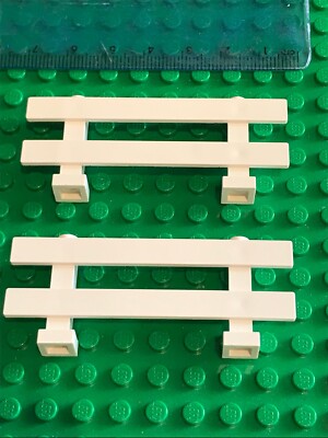Lego 2 x großer Zaun / Tor für Haus oder Eisenbahn Schienen - WEISS 1 x 8 x 2 2/3
