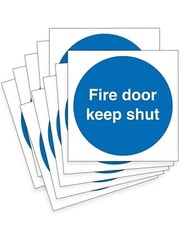 Fire door keep shut Sticker - 12 pack - Waterproof Vinyl Sign - 100mm x 100mm