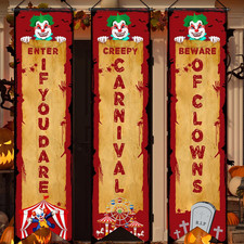 3 Pcs Carnival Party Decorations Carnival Banner for Halloween Evil Circus Porch