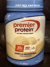 Premier Protein Powder 100% Whey Protein Vanilla Milkshake, 17 Servings, 23.3 Oz