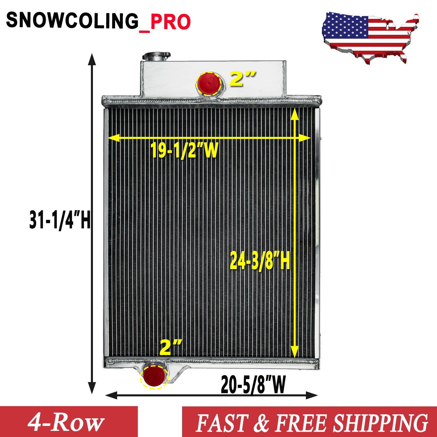 4 Row Aluminum Radiator Fits John Deere Tractor 4000 4020 Gas #AR4945, AR40832