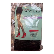 Spanx Love your Assets Size 1 Black Wishbone Textured Shaping Tights Hosiery