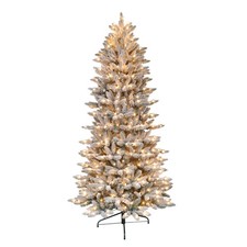 7.5 Foot Pre-Lit Slim Flocked Fraser Fir Artificial Christmas Tree with 500 UL L