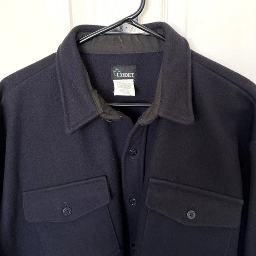 VTG Codet Wool Jacket Mens L Navy Blue Button Up Shirt Jacket Workwear USA video thumbnail