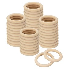 50Pcs 70mm 2.8" Natural Wood Rings, 10mm Smooth Unfinished Wooden Circles