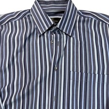 Bugatchi Uomo Mens Striped Long Sleeve Dress Shirt Size M