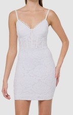 GUESS Women's White Candace Lace V-Neck Corset Dress Size 10
