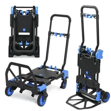 2-in-1 Folding Hand Truck Hand Cart w/Retractable Handle 330lbs Capacity Dolly C