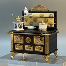 Reutter Porcelain Lot Kitchen Stove Blue Onion Germany Dollhouse Miniature 1:12