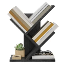 Tree Bookshelf 3 Tier Book Shelves Storage Organizer, Desktop Bookshelf Floor...