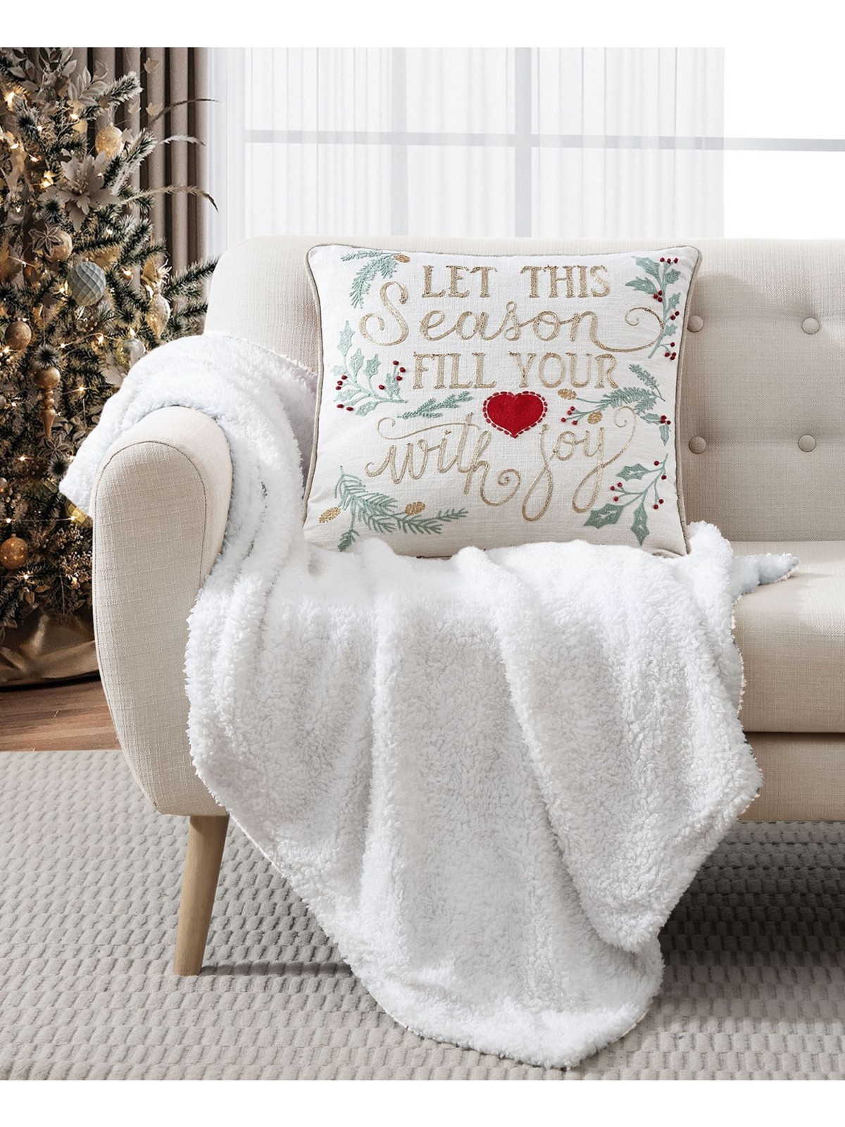 Квадратная декоративная подушка LACOURTE бежевого цвета с рисунком 20 x 20 дюймов 2890₽