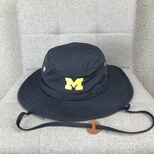 Michigan Wolverines Hat Cap Bucket Mens Medium Blue NCAA Football Ahead UPF 50+