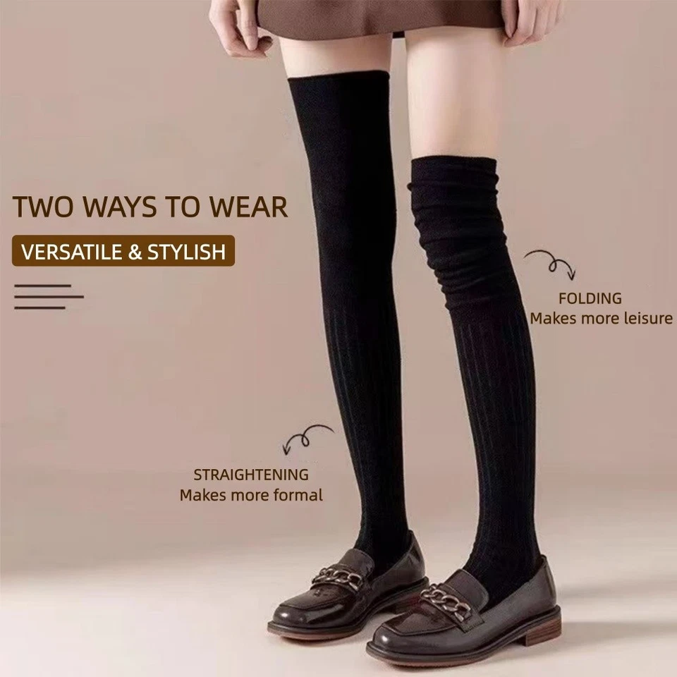 Novas meias longas quentes femininas coxa alta acima do joelho EUA - Imagem 4 de 4