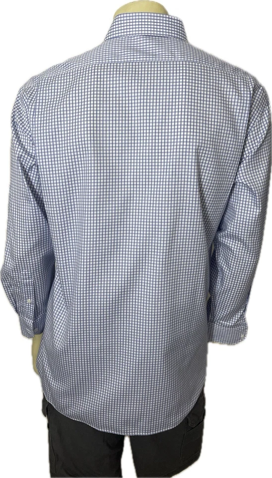 Camisa de vestir Hart Schaffner Marx para hombre azul a cuadros 17 33 algodón Pima sin planchar $99 Foto 2 de 4
