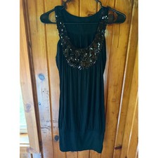 Sleeveless Mini Dress Sequin Neckline Party Cocktail Black Size 4