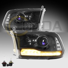 Fit 2013-2018 Dodge Ram 1500 2500 3500 Projector Headlights Black Led Drl Signal