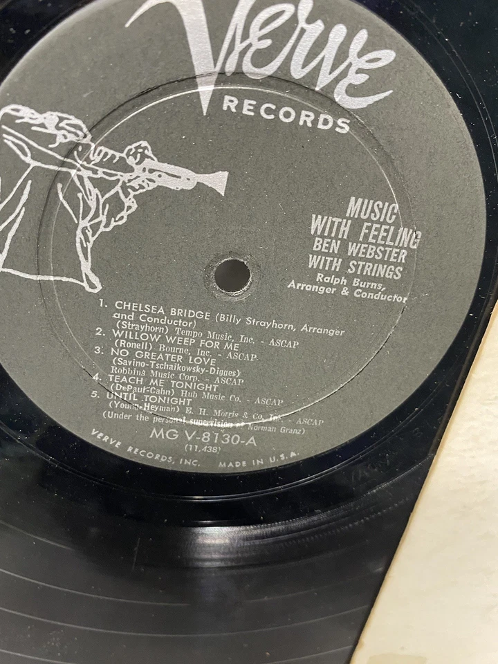 Ben Webster With Strings - Music With Feeling (LP) 1956 Verve Jazz VG/VG Foto 3 de 4