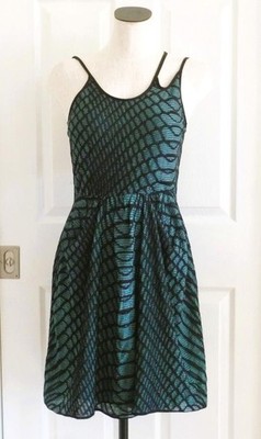 M MISSONI Italy Black & Metal Blue Spider Web Draped Back Ruched Dress IT40 US4