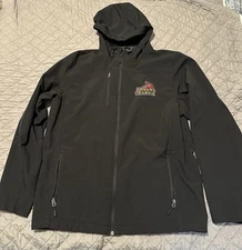 Port Authority Men's XL Black Full Zip Jacket Waffle House Embroidered Tomahawk