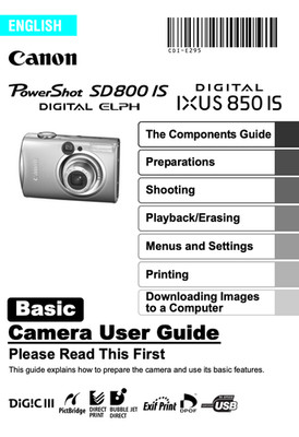 Canon  POWERSHOT SD800 IS IXUS 850 Digital Camera User Owner Instruction Manual