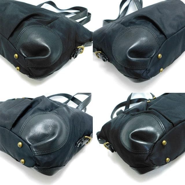 Burberry Blue Label Tote Bag Black Nylon Leather Shoulder Bag Japan Made New thumbnail 17