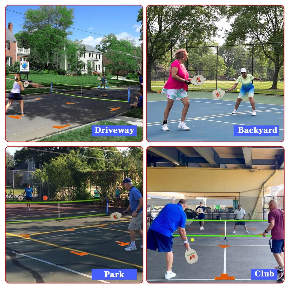 Pickleball Net for Driveway with 22FT Regulation Size Pickleball Net, 4 Outdo...