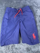 Polo Ralph Lauren Big Pony Boys Lined Swim Trunks L 14-16 Navy Blue Suit