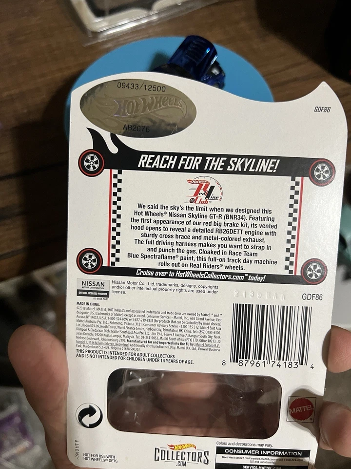 Hot Wheels RLC Nissan Skyline GT-R BNR34 Blue Spectraflame 9433/12,500 RARE - Image 3 of 4