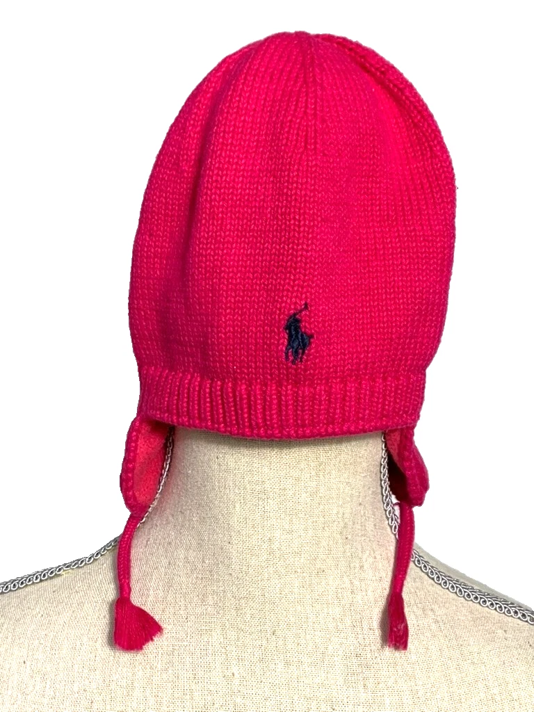 Ralph Lauren Bright Pink Kids Hat with Ear Flaps One Size