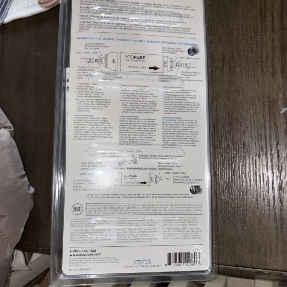 1 Ecopure 5-Year In-Line Refrigerator Filter EPINL30 - Image 3 of 3