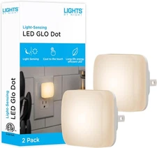 Lights By Night Mini Square LED Light, Plug-in, 2 Pack, White 