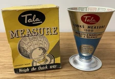 TALA COOKS DRY MEASURE #1598 METAL CONE SHAPED SILVER/BLUE W/BOX~ENGLAND