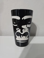 San Diego Zoo 3D Etched Gorilla Face Black Mug Cup Glass Wild Animal Park 6"