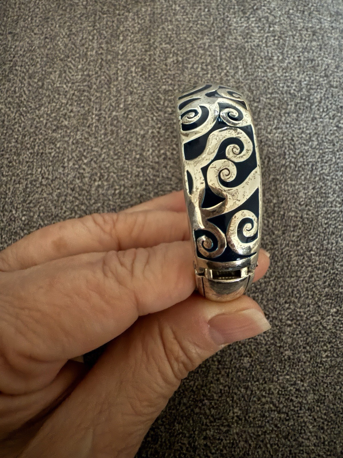 Brighton Hinged Cuff Bangle Bracelet Blue Swirls … - image 3