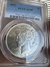1922 Peace Dollar $1 PCGS AU58 Silver Coin  Beautiful Coin