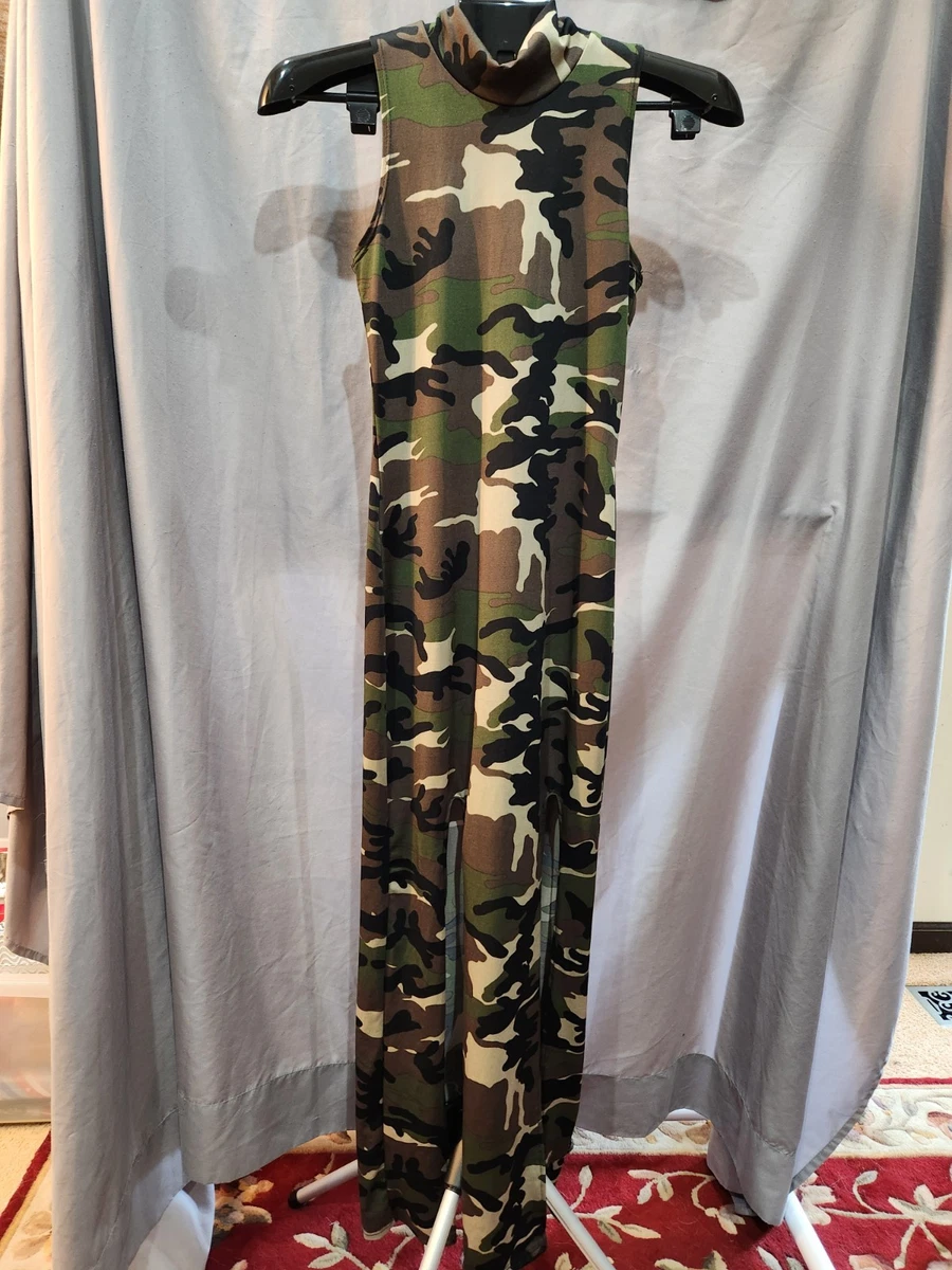 knee length dresses for ladies NOW YOU SEE ME CAMO PRINT MAXI DRESS – AKIRA main image 1