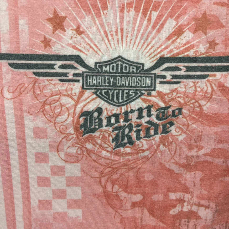 Camiseta sin mangas Harley-Davidson para mujer talla L rosa de colección estampado Y2K tiras Foto 4 de 4