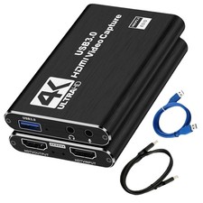 4K HDMI Capture Card, 1080P Full HD 60FPS Audio Video USB black