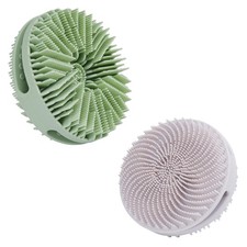 2 PC Silicone Exfoliating Body Scrubber Silicone Body Shampoo Brush Soft Sili...