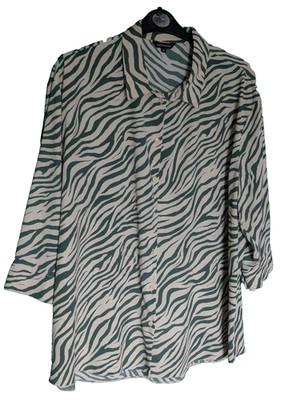 Long grün & creme Tunika Shirt Bluse Top Übergröße 20 22 24 'B41