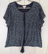 Cj Banks Size 1X Blue White Star Print