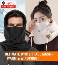 Unisex Winter Knit Balaclava Hood Windproof Mask Drawstring Motorcycle Headwear