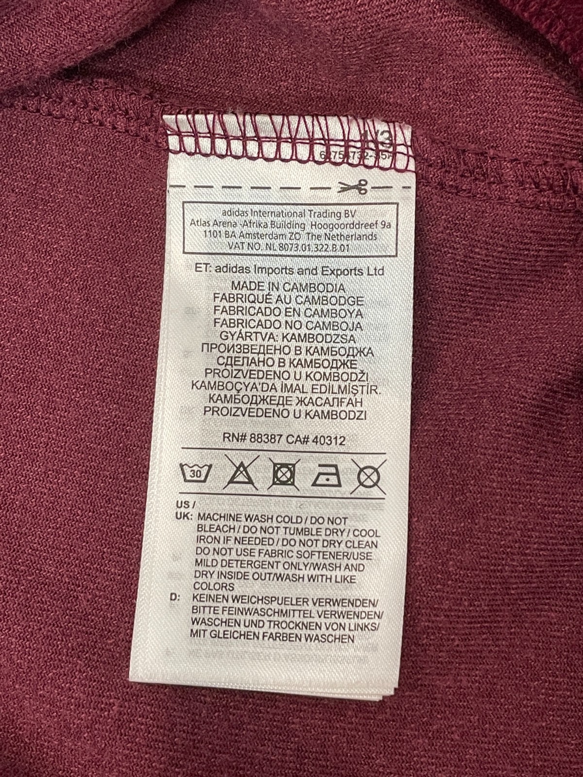 Adidas Velour Hoodie Womens S Maroon 3 Stripe Velvet Drawstring Y2K Style Jacket thumbnail 9