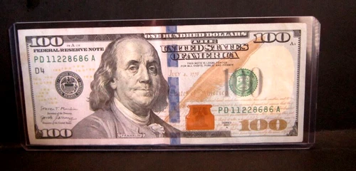 REPEATER SERIAL NUMBER FANCY 11228686 $100 ONE HUNDRED DOLLAR BILL NOTE 2017A - Picture 1 of 3