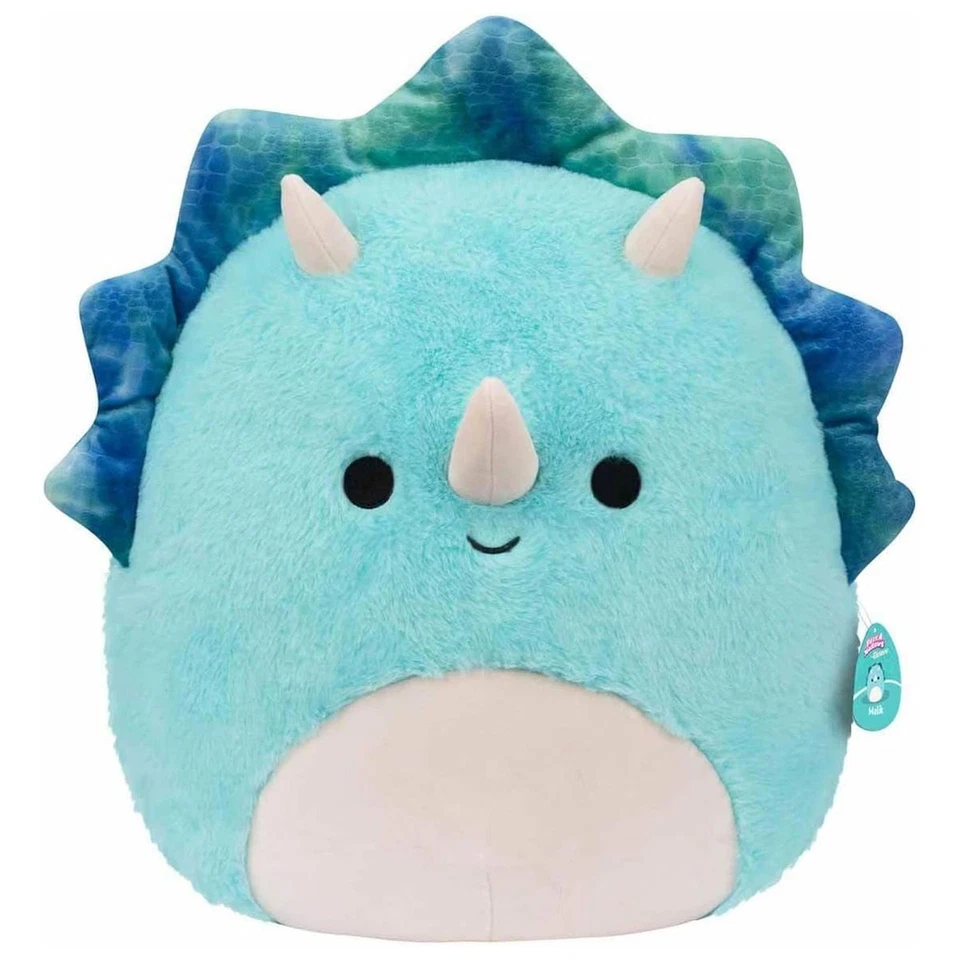 Jazwares SQCR04216 - Squishmallows - Triceratops Malik, Plüschfigur, 40 cm, blau